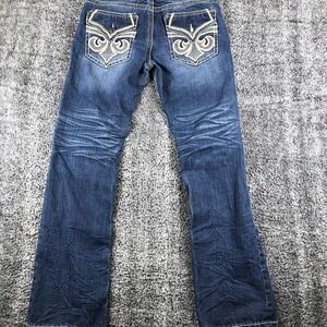 Affliction Black Premium Jeans Mens 32x33 Blue Straight Denim Distressed Casual